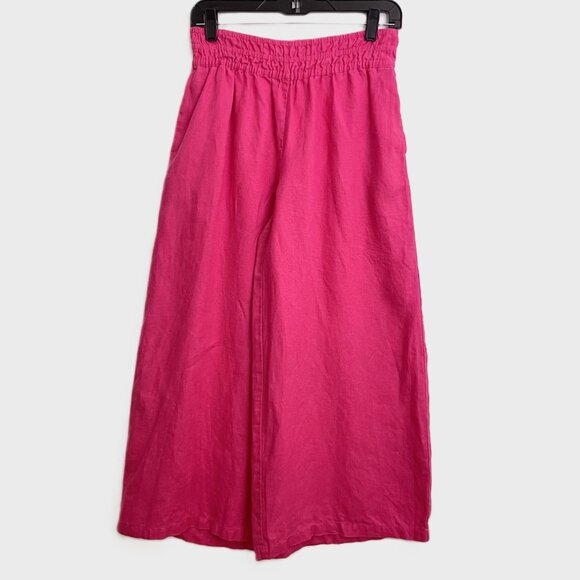 *By Anthropologie Pant The Somerset Linen Pull-On Fuchsia Size XS - Picture 1 of 12